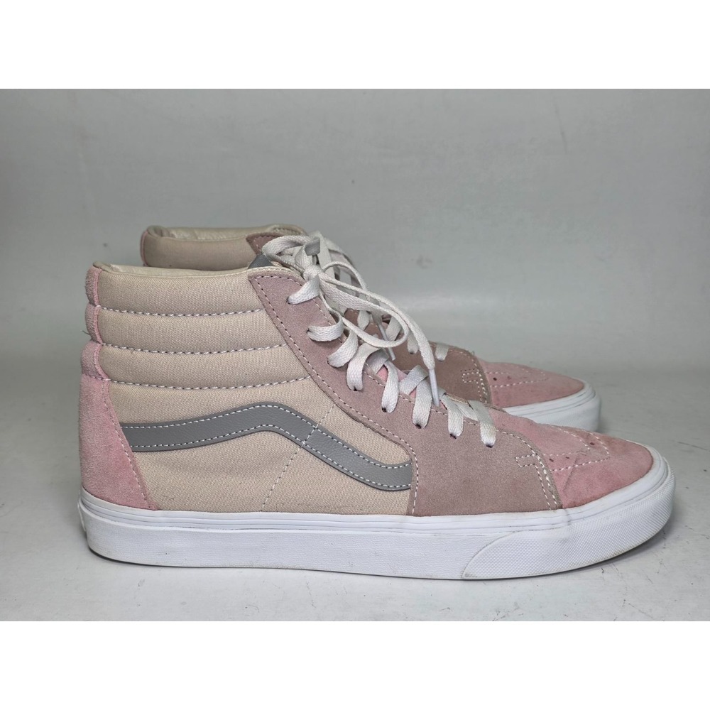 Vans Sk8-Hi Men's Sneakers Size 10 UK 9 Pink Beige Suede Canvas Skate High Shoes